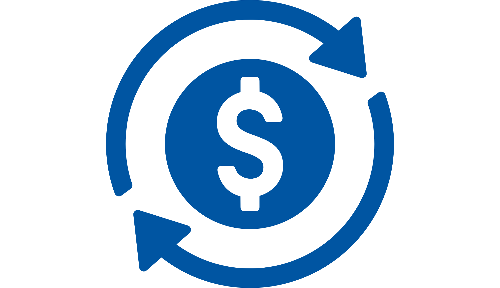 Cash flow icon, dollar sign with circular arrows