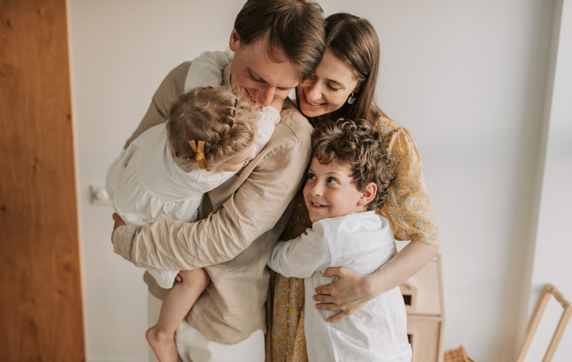 Family with young children, marketing image