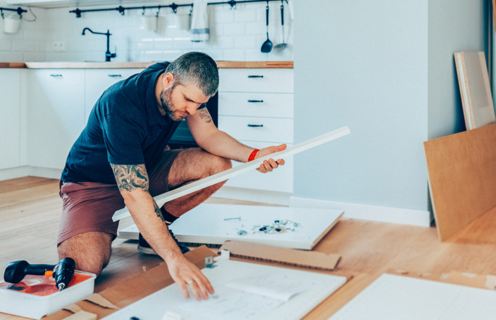Person remodeling the kitchen.