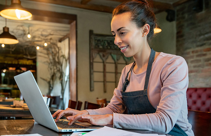 Small business owner on their laptop.