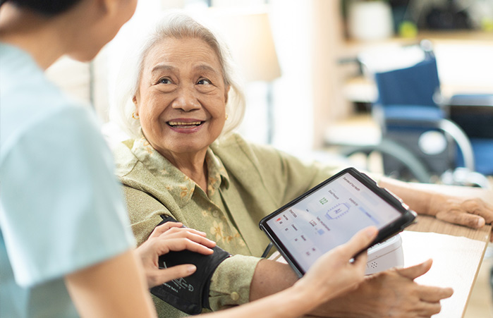 In home care giver with their patient.