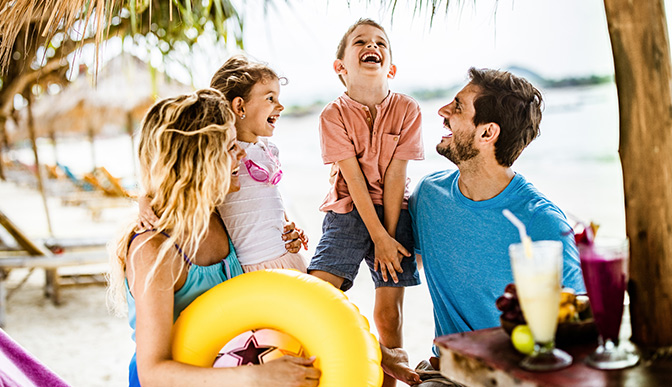 Family having fun on vacation.